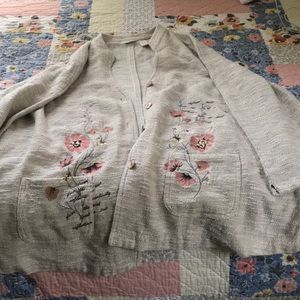 J-Jill Floral Tan Cardigan